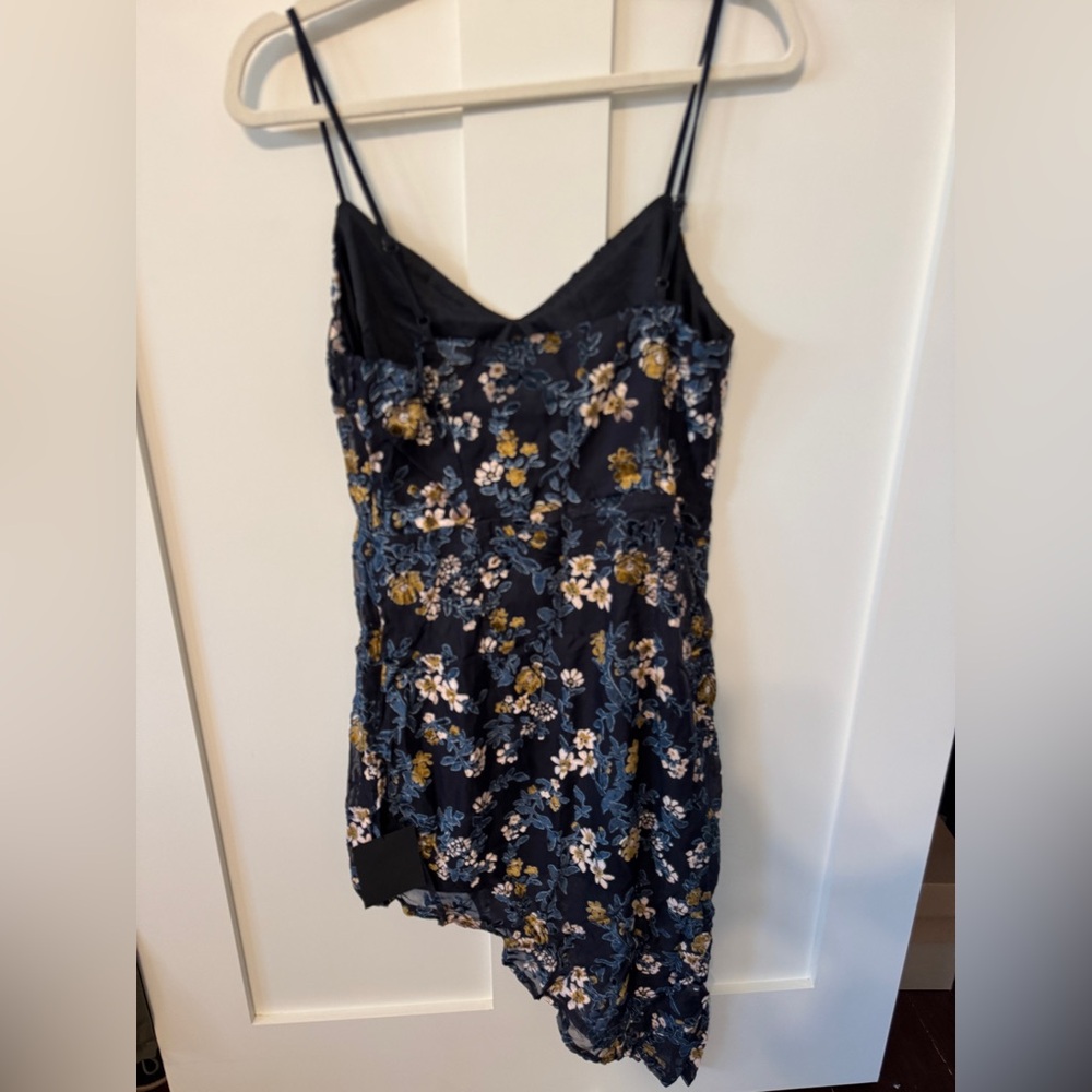 Asymmetric Navy Floral Lace Slip Dress - Picture 6 of 8